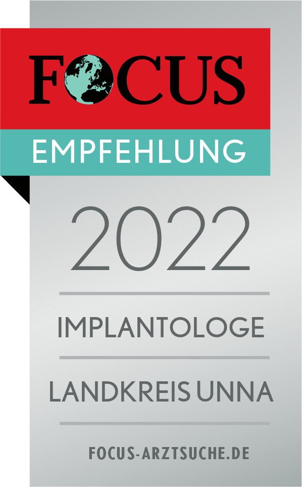 Empfehlung von focus-arztsuche.de für die Implantologen von ALL DENTE für den Landkreis Unna im Jahr 2022.
